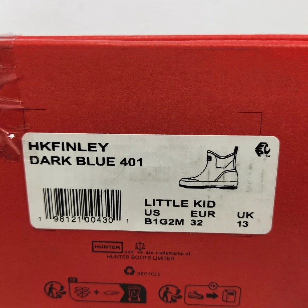 Hunter Rain Boots Big Kids Size 1 Dark Blue Neoprene Waterproof Chelsea Boots